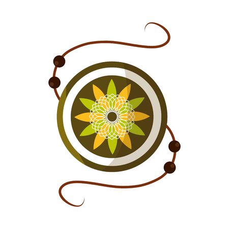 raksha bandhan, traditional indian bracelet mandala of love between brothers and sisters vector illustrationのイラスト素材