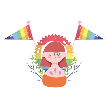 girl cartoon with lgbt flags design, Pride day sexual orientation and identity theme Vector illustrationのイラスト素材