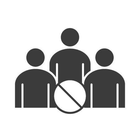 covid 19 coronavirus social distancing prevention, away in the meeting with virus pathogens, outbreak spreading vector illustration silhouette style iconのイラスト素材