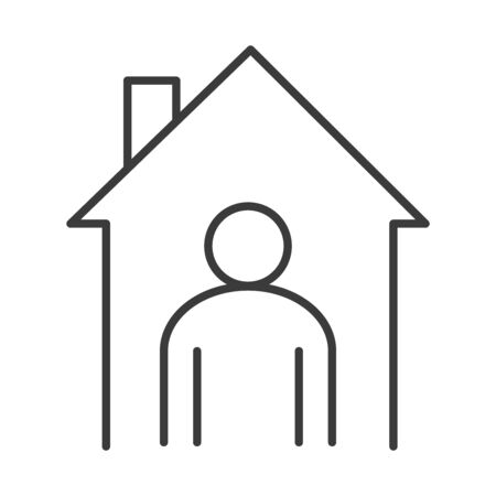 covid 19 coronavirus social distancing prevention, stay at home safe quarantine, outbreak spreading vector illustration line style iconのイラスト素材