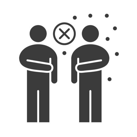 covid 19 coronavirus social distancing prevention, avoid contact with others, outbreak spreading vector illustration silhouette style iconのイラスト素材