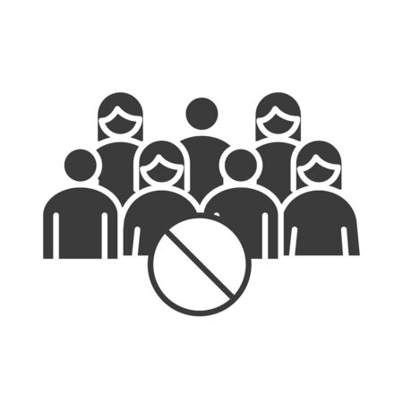 covid 19 coronavirus social distancing prevention, maintain a safe distance from others, outbreak spreading vector illustration silhouette style iconのイラスト素材