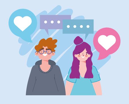 birthday or meeting friends, couple romantic together characters vector illustrationのイラスト素材