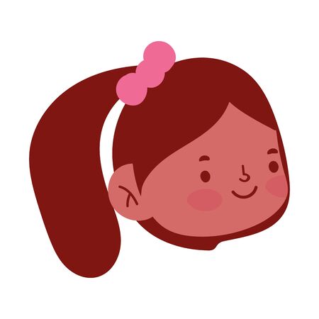 little girl face cartoon character isolated icon design white background vector illustrationのイラスト素材