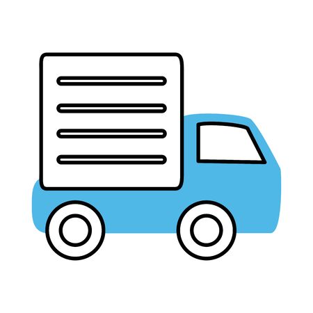 transport delivery truck mobile marketing and e-commerce vector illustration line and fill style iconのイラスト素材