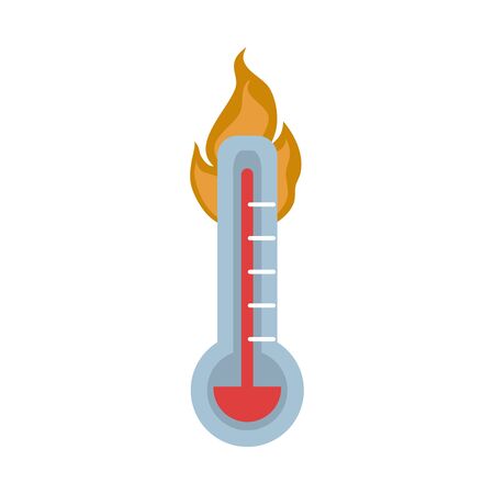 hot thermometer temperature fire in flat style isolated icon vector illustrationのイラスト素材
