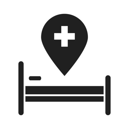 bed location pointer healthcare medical and hospital pictogram silhouette style icon vector illustrationのイラスト素材