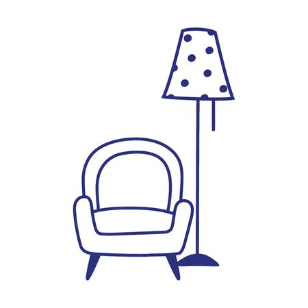 chair and lamp decoration furniture isolated icon white background vector illustrationのイラスト素材
