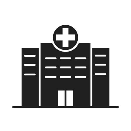 building hospital healthcare medical pictogram silhouette style icon vector illustrationのイラスト素材