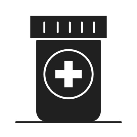 medicine bottle healthcare medical and hospital pictogram silhouette style icon vector illustrationのイラスト素材
