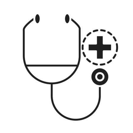 stethoscope diagnostic healthcare medical and hospital pictogram silhouette style icon vector illustrationのイラスト素材