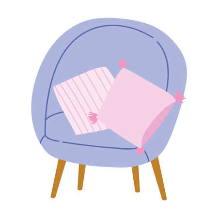 chair with cushions comfort decoration furniture home isolated icon design vector illustrationのイラスト素材