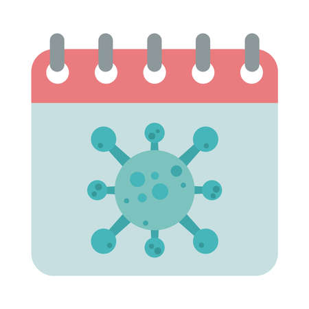 covid 19 coronavirus, calendar virus quarantine, prevention outbreak disease pandemic vector illustration flat design iconのイラスト素材