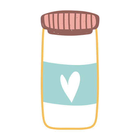 glass jar with heart isolated icon design white background vector illustrationのイラスト素材
