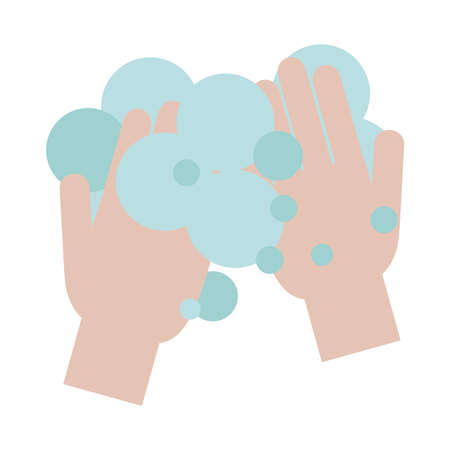 covid 19 coronavirus, washing hands frequently, prevention outbreak disease pandemic vector illustration flat design iconのイラスト素材