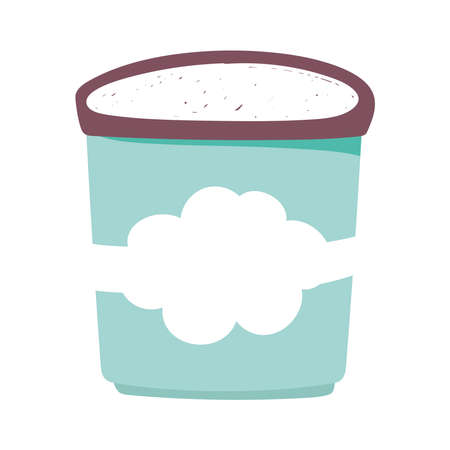 ice cream bucket food isolated icon design white background vector illustrationのイラスト素材