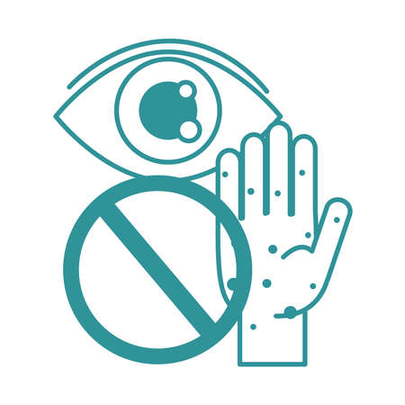covid 19 coronavirus, avoid touching eyes, prevention outbreak disease pandemic vector illustration line design iconのイラスト素材
