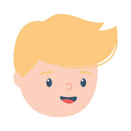boy face cartoon character isolated icon design white background vector illustrationのイラスト素材