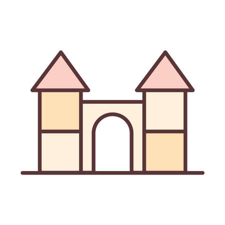 baby castle toy, object newborn template line and fill design icon vector illustrationのイラスト素材
