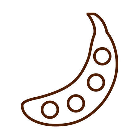healthy food fresh vegetable raw ingredient peas in a pod line style icon vector illustrationのイラスト素材
