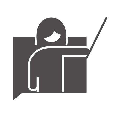 teach school and education female teacher class lesson silhouette style icon vector illustrationのイラスト素材