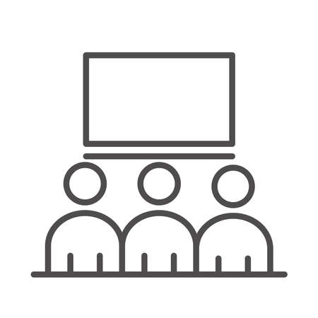 teach school and education presentation board and students line style icon vector illustrationのイラスト素材