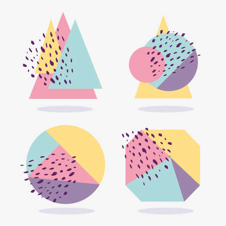 geometric texture abstract memphis layout shapes various vector illustrationのイラスト素材
