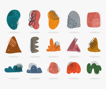 hand drawn contemporary, trendy print collage color vector illustrationのイラスト素材