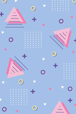 memphis 80s 90s style abstract triangles various shapes background vector illustration