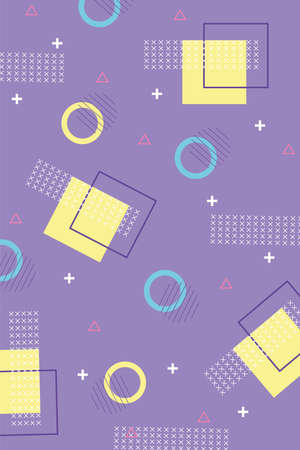 Geometric halftone shapes memphis style abstract  vector illustrationのイラスト素材