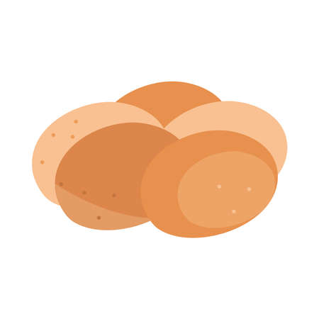 buns toast bread menu bakery food product vector illustration flat style iconのイラスト素材