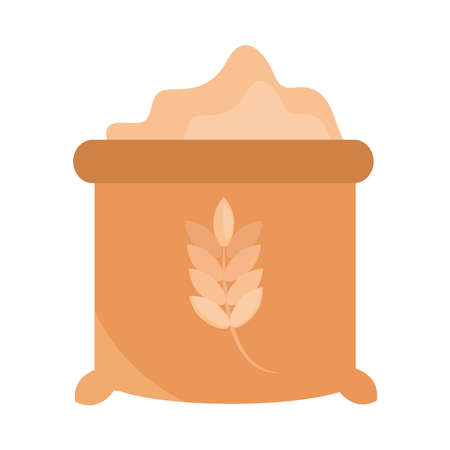 bread sack of flour menu bakery food product vector illustration flat style iconのイラスト素材