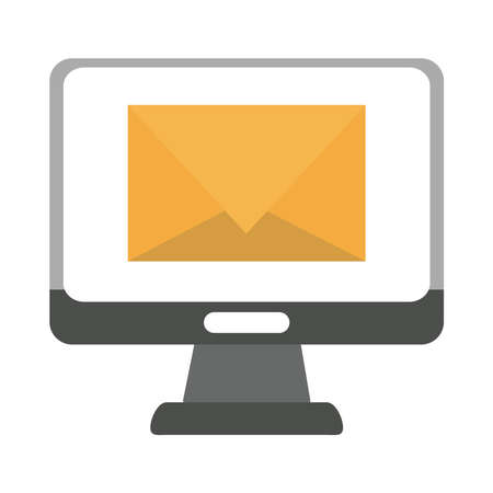 computer email message office supply stationery work flat style icon vector illustrationのイラスト素材