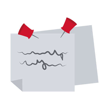 memo note with push pins office supply stationery work flat style icon vector illustrationのイラスト素材