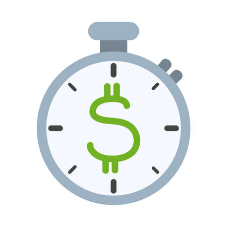 stopwatch money business office work flat style icon vector illustration