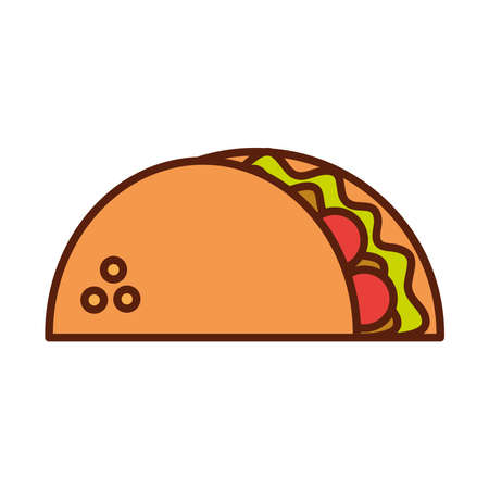 fast food taco mexican dinner and menu, tasty meal and unhealthy vector illustration line and fill iconのイラスト素材