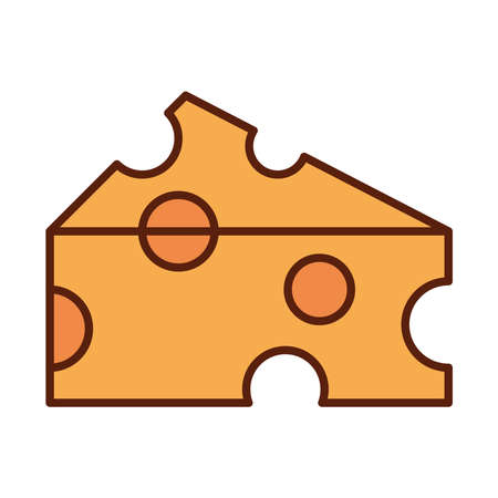 fast food slice cheese dinner and menu, tasty meal and unhealthy vector illustration line and fill iconのイラスト素材