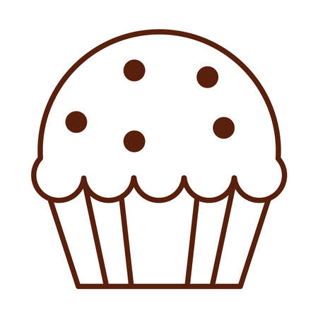 sweet cupcake fast food dinner and menu, tasty meal and unhealthy vector illustration line style iconのイラスト素材