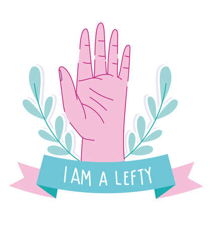 left handers day, open hand cartoon celebration emblem vector illustrationのイラスト素材