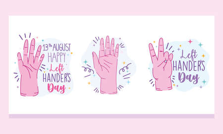 left handers day, hand lettering cartoon celebration vector illustrationのイラスト素材