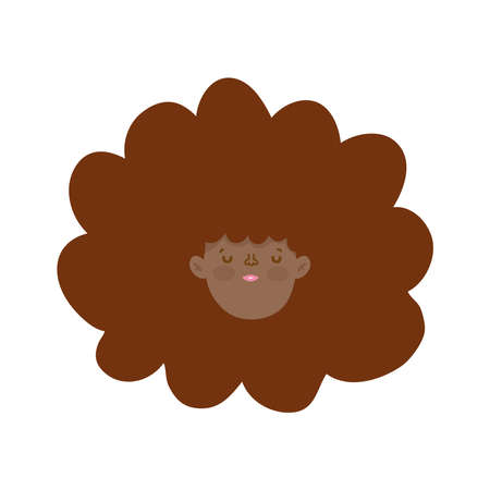 cute girl face character cartoon isolated design icon white background vector illustrationのイラスト素材