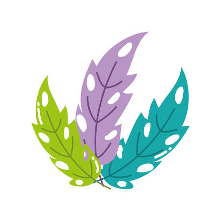 tropical leaves foliage botancial cartoon isolated design icon vector illustrationのイラスト素材