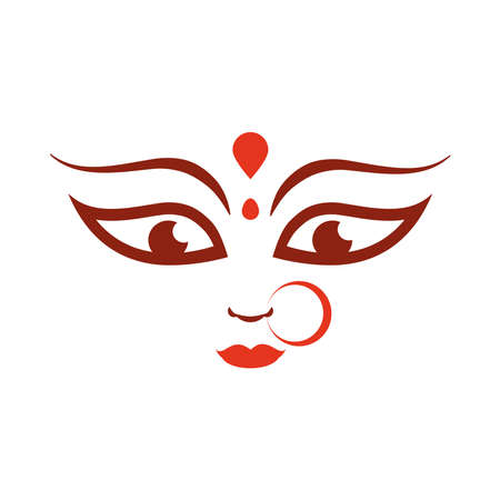 goddess durga face in happy navratri flat style icon vector illustrationのイラスト素材