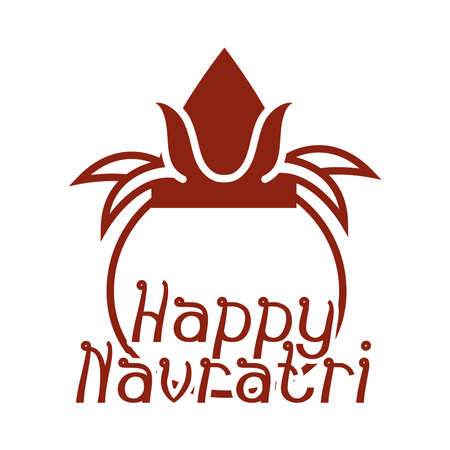 happy navratri indian celebration indian festival, goddess durga culture silhouette style icon vector illustrationのイラスト素材