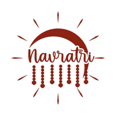 happy navratri indian, goddess durga festival celebration silhouette style icon vector illustrationのイラスト素材