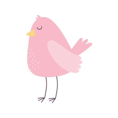 cute pink bird animal cartoon isolated design icon vector illustrationのイラスト素材