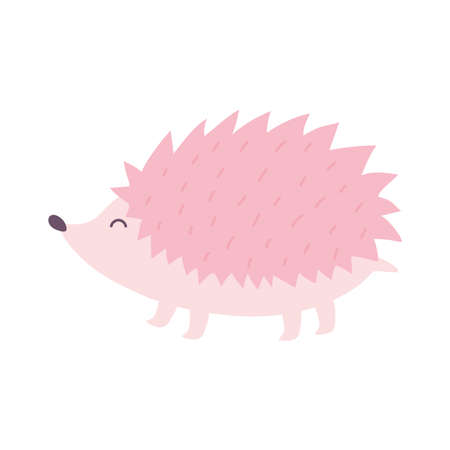 cute pink hedgehog animal cartoon isolated design icon vector illustrationのイラスト素材