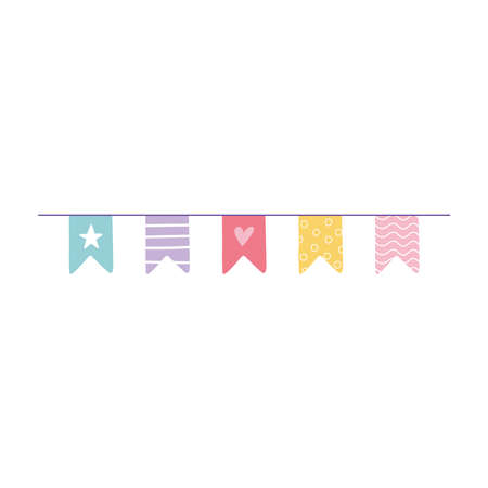 pennants decoration celebration party cartoon isolated design icon vector illustrationのイラスト素材