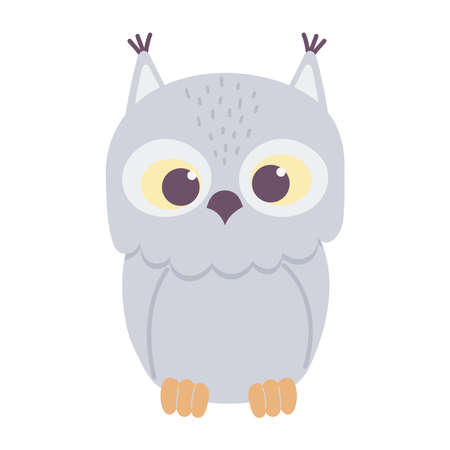 cute owl bird animal cartoon isolated design icon vector illustrationのイラスト素材