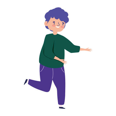 happy cartoon man character celebrating isolated design icon vector illustrationのイラスト素材